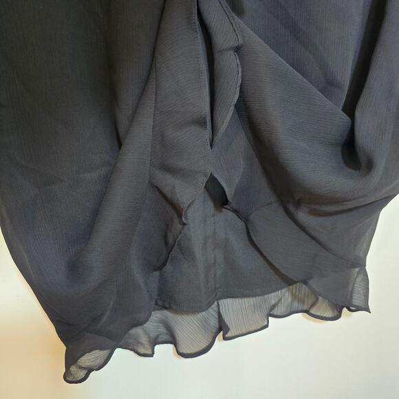 NWT Karl Lagerfeld Paris Dress Size 8 Black Cocktail Floral Mesh Yoke Ruffle Hem - Picture 6 of 9